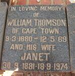 THOMSON William 1880-1969 & Janet 1881-1974