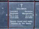 SOLOMON Leonard Reginald 1926-2008 & Rensche Margaretha 1931-2012
