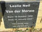 MERWE Leslie Neil, van der 1958-2003