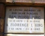 KING Dan Peddie 1870-1945 & Florence I. 1874-1967