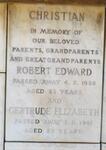 CHRISTIAN Robert Edward -1958 & Gertrude Elizabeth -1961