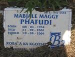 PHAFUDI Mabjale Maggy 1934-2009