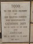 TODD Johnston 1879-1967 & Catherine Duff 1876-1955