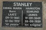 STANLEY Hamilton Edmund James 1849-1929 & Emma Maria LAATZ 1861-1912