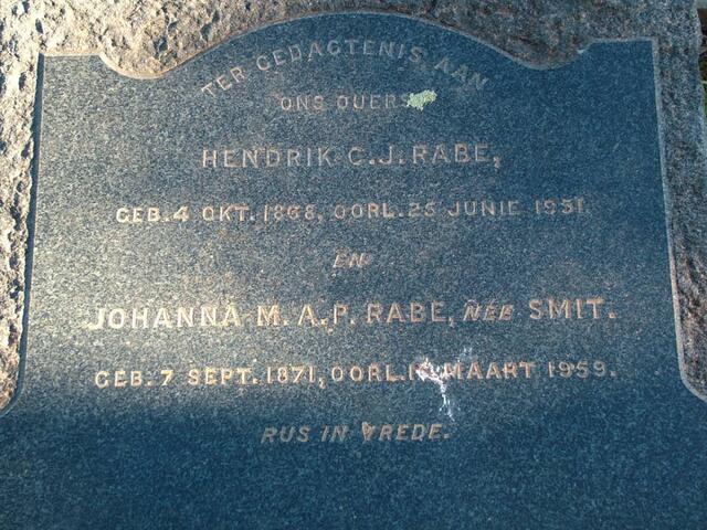 RABE Hendrik C.J. 1868-1951 & Johanna M.A.P. SMIT 1871-1959