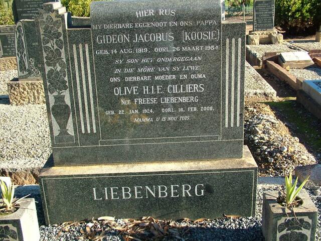 LIEBENBERG Gideon Jacobus 1919-1954 & CILLIERS Olive H.I.E. voorheen LIEBENBERG nee FREESE 1924-2008