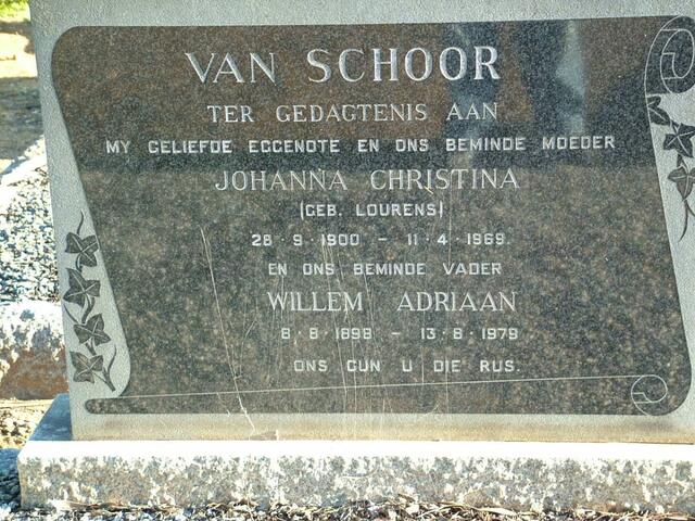 SCHOOR Willem Adriaan, van 1898-1979 & Johanna Christina LOURENS 1900-1969