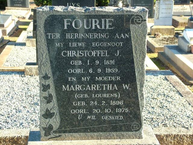 FOURIE Christoffel J. 1891-1959 & Margaretha W. LOURENS 1896-1975