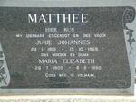 MATTHEE Jurie Johannes 1901-1969 & Maria Elizabeth 1905-1990