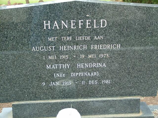 HANEFELD August Heinrich Friedrich 1915-1973 & Matthy Hendrina DIPPENAAR 1915-1981