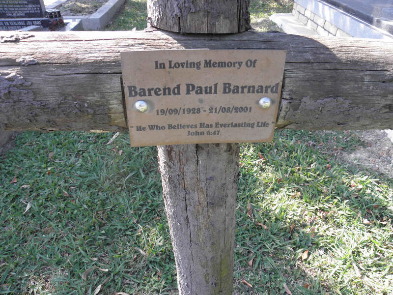 BARNARD Barend Paul 1928-2001