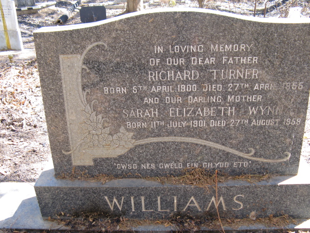 WILLIAMS Richard Turner 1900-1955 & Sarah Elizabeth Wynn 1901-1959