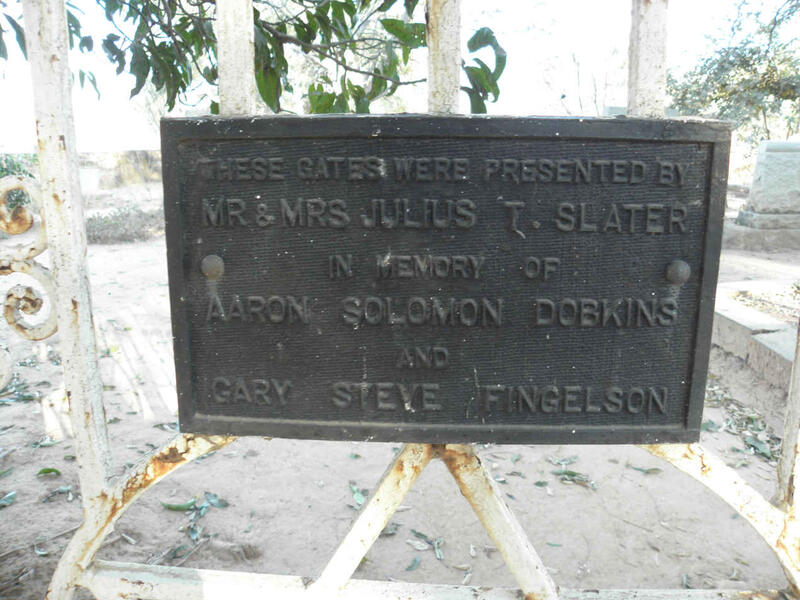 03. Memorial Plaque in memory of DOBKINS and FINGELSON presented by Mr & Mrs SLATER