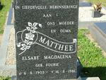 MATTHEE Elsabe Magdalena nee FOURIE 1903-1981