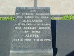 MAC LACHLAN Alexander 1919-1994 & Aletta 1920-1998