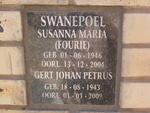 SWANEPOEL Gert Johan Petrus 1943-2009 & Susanna Maria FOURIE 1946-2004