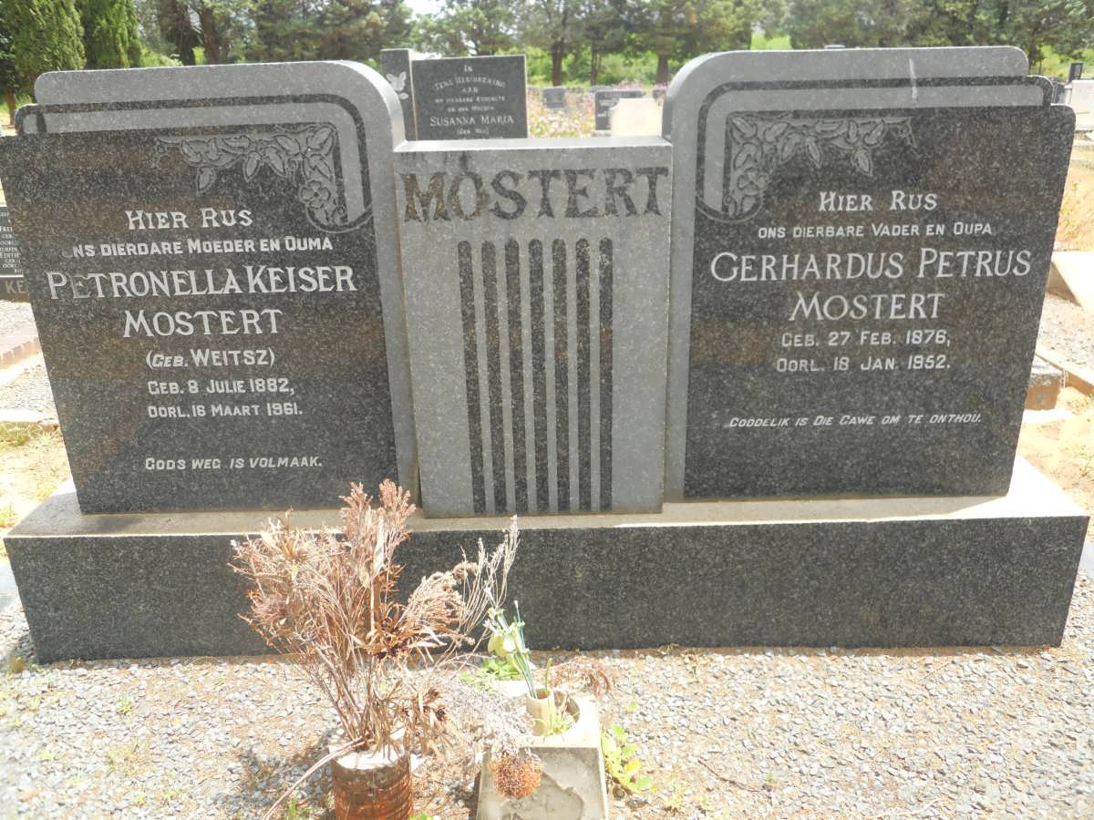 MOSTERT Gerhardus Petrus 1876-1952 & Petronella Keiser WEITSZ 1882-1961