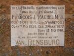 RENSBURG Francois J., van 1870-1958 & Rachel M.J. SWANEPOEL 1877-1961