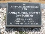 COETZEE Anna Sophia nee JANSEN 1937-2007