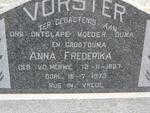 VORSTER Anna Frederika nee V.D. MERWE 1887-1973
