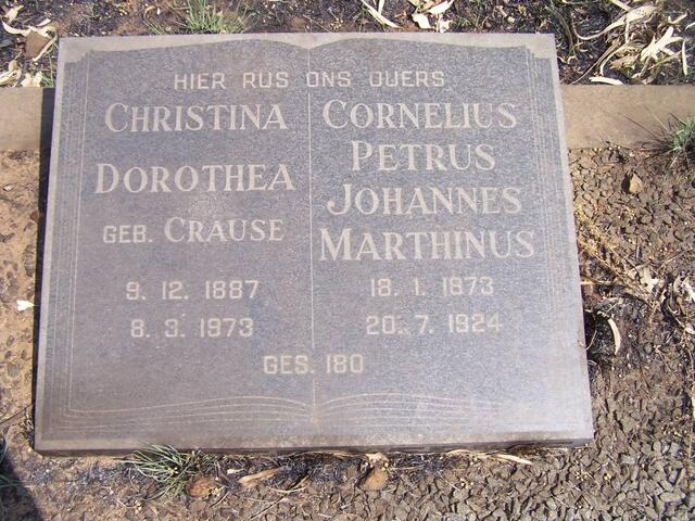 MERWE Cornelius Petrus Johannes Marthinus, van der 1873-1924 & Christina Dorothea CRAUSE 1887-1973