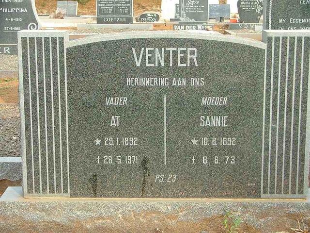 VENTER At 1892-1971 & Sannie 1892-1973