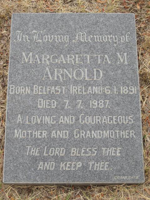 ARNOLD Margaretta M. 1891-1987