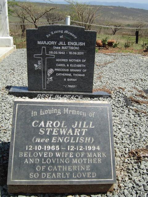 ENGLISH Marjory Jill nee MATTISON 1942-2011 :: STEWART Carol Jill nee ENGLISH 1965-1994