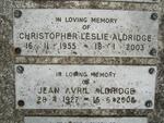 ALDRIDGE Christopher Leslie 1955-2003 :: ALDRIDGE Jean Avril 1927-2003