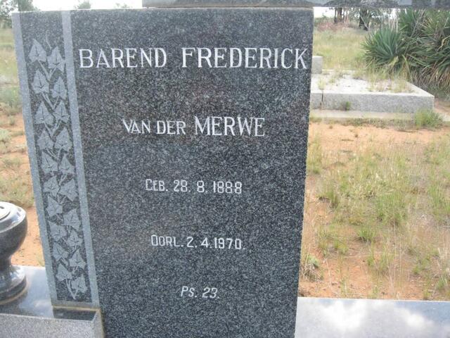 MERWE Barend Frederick, van der 1888-1970