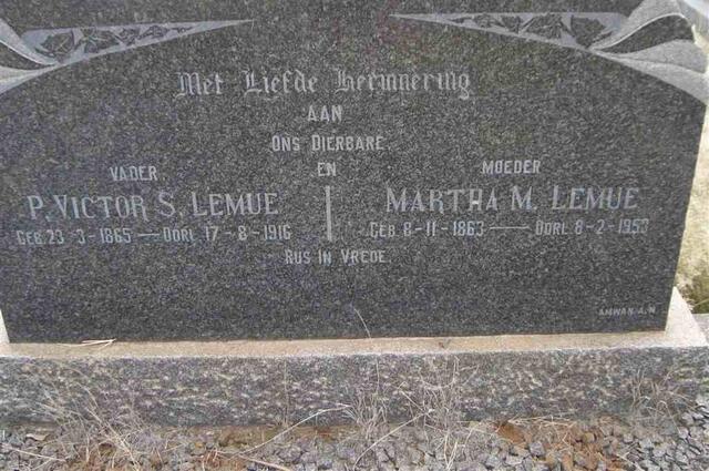 LEMUE P. Victor S. 1865-1916 & Martha M. 1863-1953