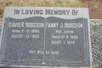 HODGSON David R. 1880-1955 & Fanny J. LOUW 1893-1976