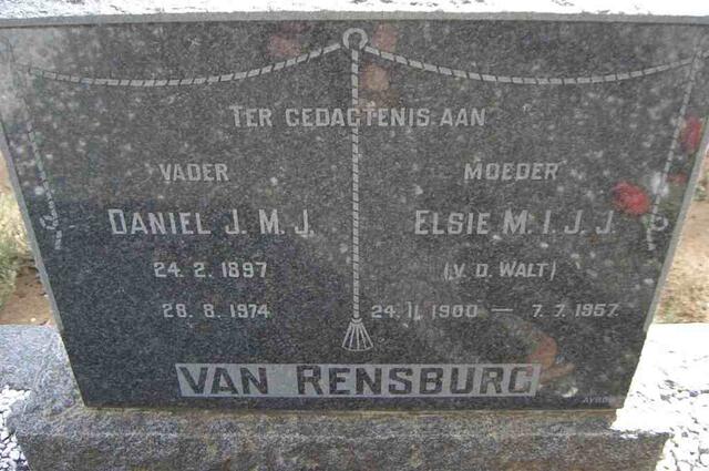RENSBURG Daniel J.M.J., van 1897-1974 & Elsie M.I.J.J. V.D. WALT 1900-1957