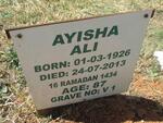 ALI Ayisha 1926-2013