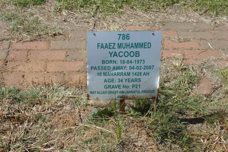 YACOOB Faaez Muhammed 1973-2007