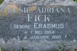 FICK Elsie Adriana nee ERASMUS 1904-1985
