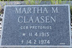 CLAASEN Martha M. nee PRETORIUS 1915-1974