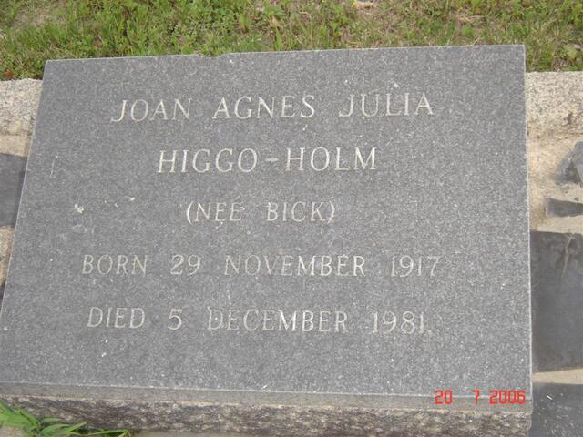 HIGGO-HOLM Joan Agnes Julia nee BICK 1917-1981