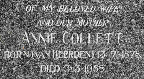 COLLETT Annie nee VAN HEERDEN 1878-1958