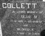 COLLETT Olive M. 1883-1973 :: COLLETT Mildred K. 1889-1974