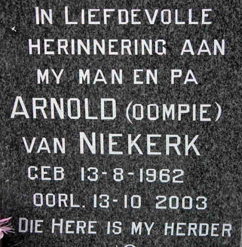 NIEKERK Arnold, van 1962-2003