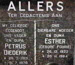 ALLERS Petrus Diederik 1913-1978 & Esther FOURIE 1922-1984