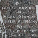 WAIT Hester Wilhelmina 1922-1974