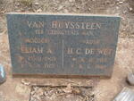 HUYSSTEEN H.C. De Wet, van 1901-1946 & Eliam A. 1903-1972