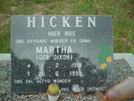 HICKEN Martha nee DIXON 1918-1998