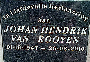 ROOYEN Johan Hendrik, van 1947-2010
