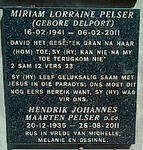 PELSER Hendrik Johannes Maarten 1935-2011 & Miriam Lorraine DELPORT 1941-2011