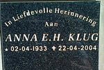 KLUG Anna E.H. 1933-2004