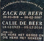 BEER Zack, de 1918-2007 & Calie 1923-2014