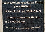 BOTHA Gideon Johannes 1920- & Elizabeth Margarietha MÖLLER 1930-2012